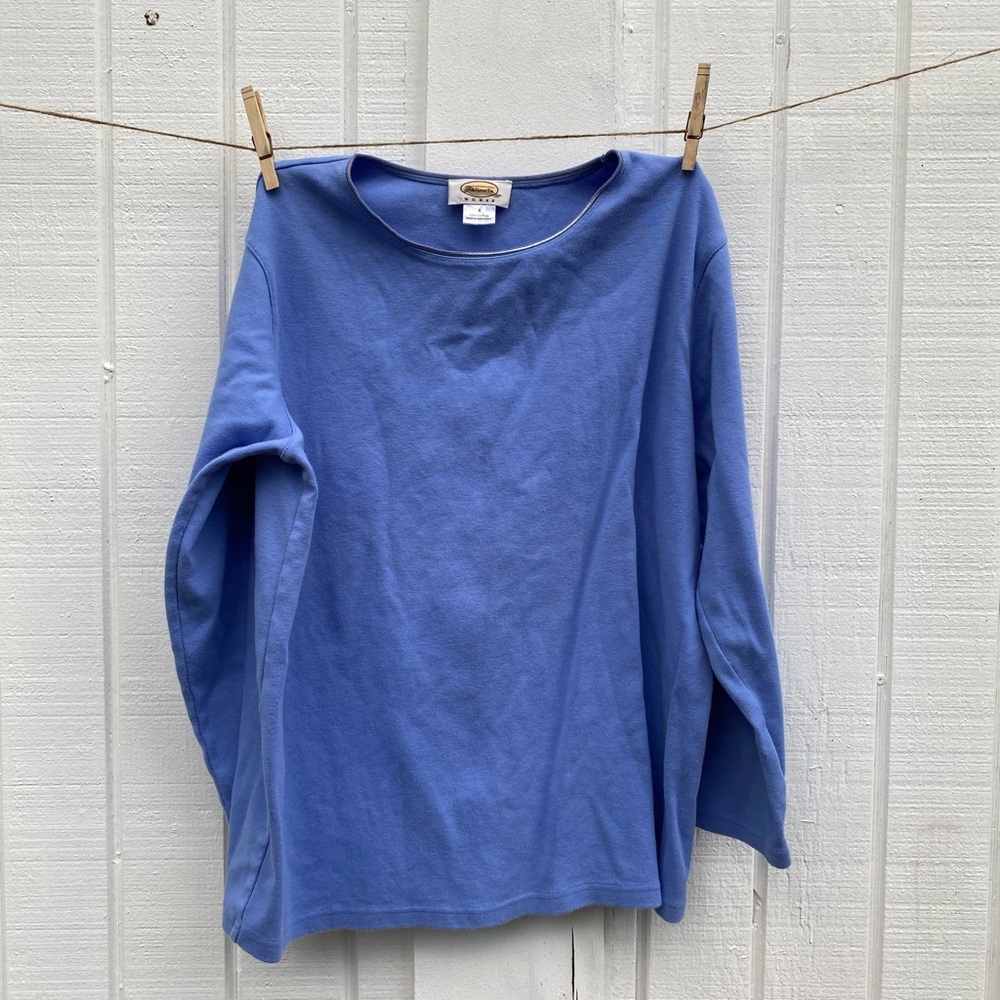 ON HOLD** vintage Talbots long sleeve shirt with embroidered hem neckline